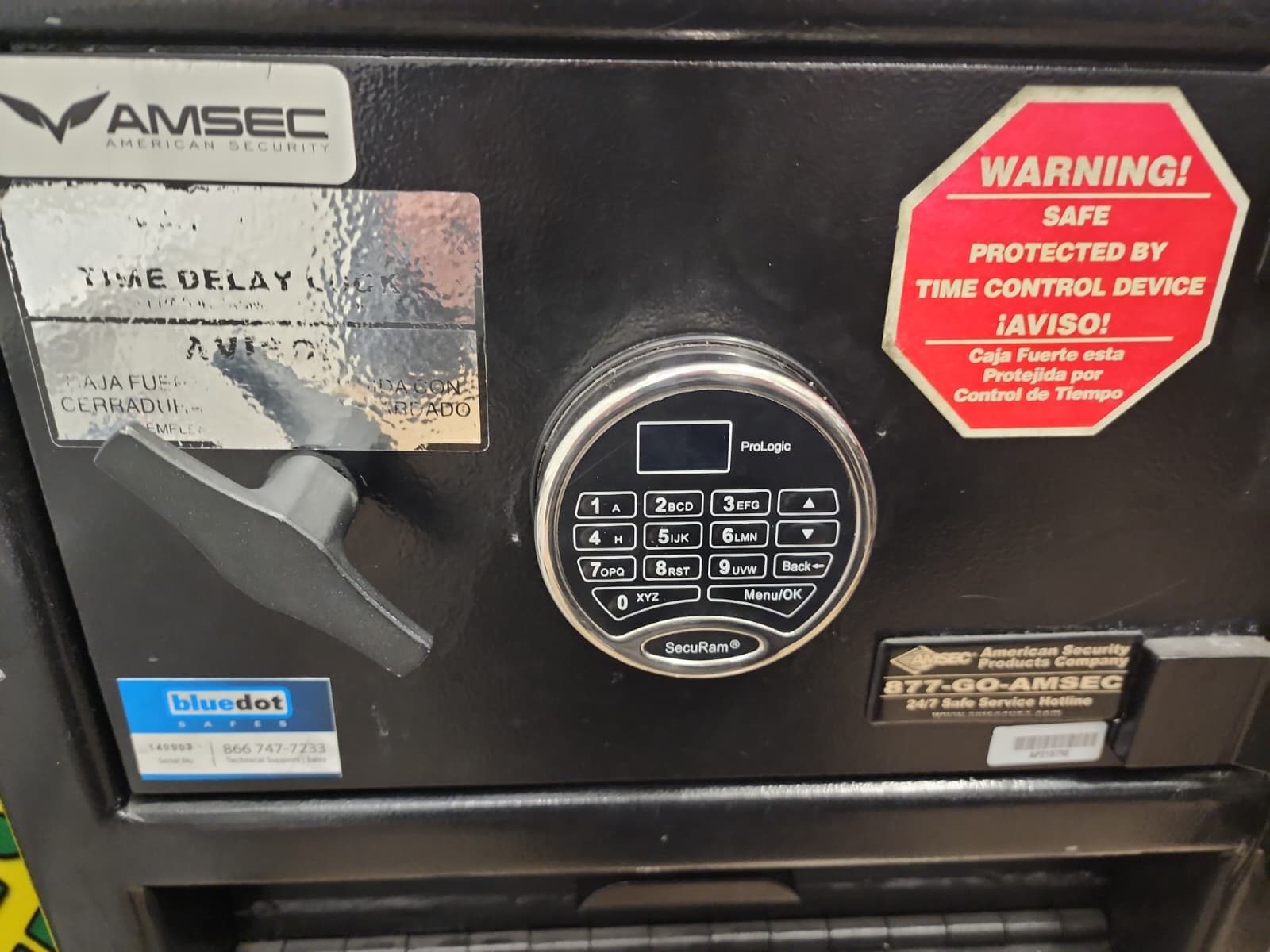 AMSEC ProLogic commercial time-delay safe keypad — serviced by Armor Lock & Safe