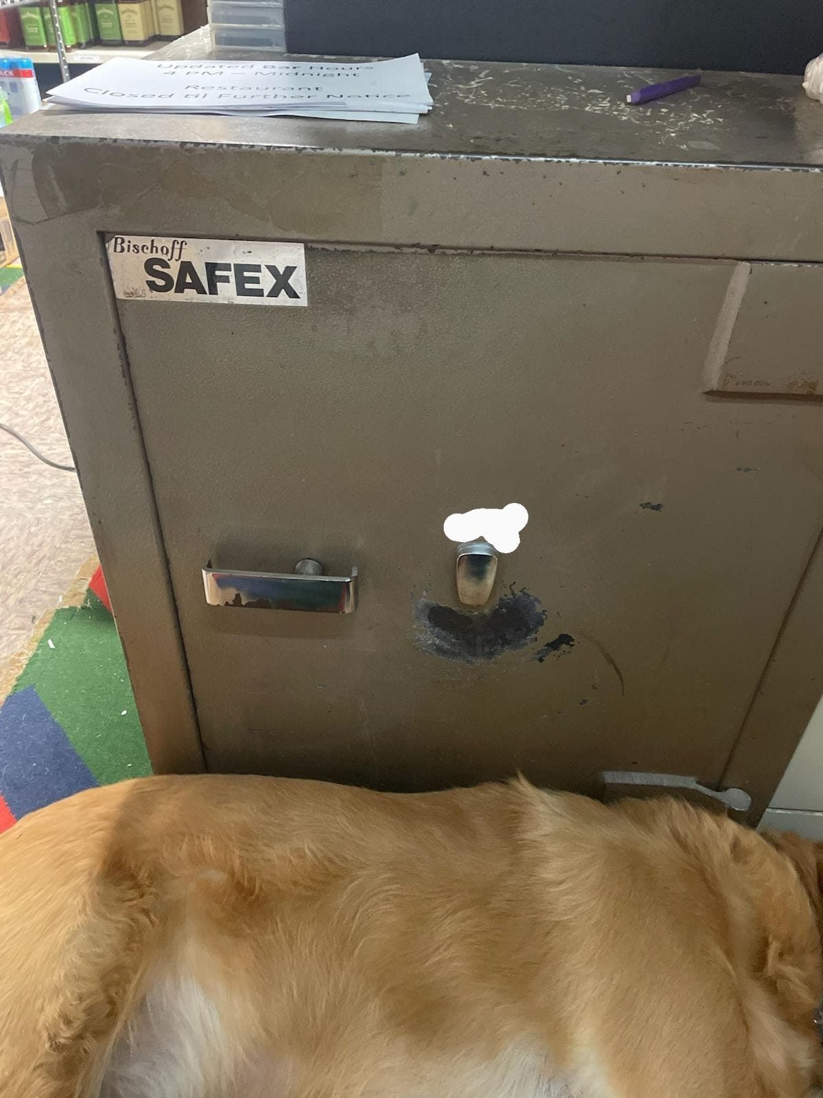 Vintage commercial floor-tier safe — Hayman, Bischoff Safex, and similar 1970s/80s units are routine Armor Lock & Safe work.