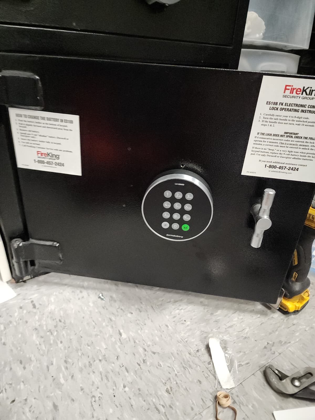 Small home/office fire-rated safe with electronic keypad — serviced by Armor Lock & Safe.
